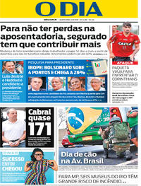 Capa do jornal O Dia 12/09/2018