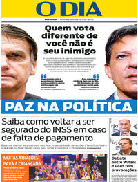 Capa do jornal O Dia 12/10/2018
