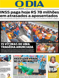 Capa do jornal O Dia 12/11/2018