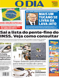 Capa do jornal O Dia 13/04/2018