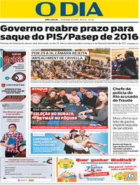 Capa do jornal O Dia 13/07/2018
