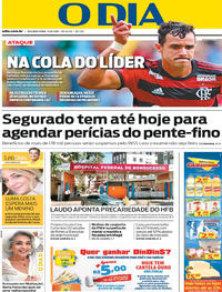 Capa do jornal O Dia 13/08/2018