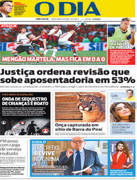 Capa do jornal O Dia 13/09/2018