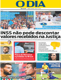 Capa do jornal O Dia 13/10/2018