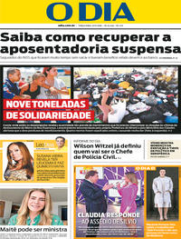 Capa do jornal O Dia 13/11/2018
