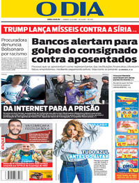 Capa do jornal O Dia 14/04/2018
