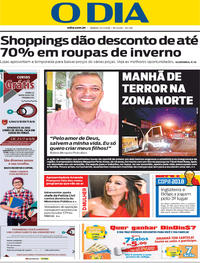 Capa do jornal O Dia 14/07/2018