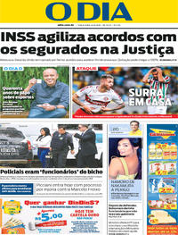 Capa do jornal O Dia 14/08/2018