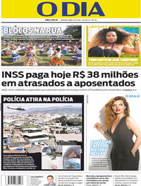 Capa do jornal O Dia 15/01/2018