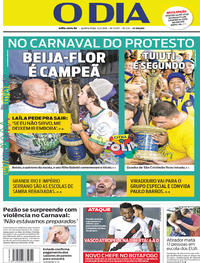 Capa do jornal O Dia 15/02/2018