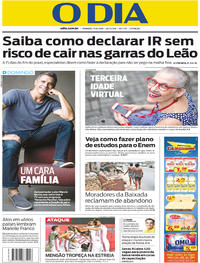 Capa do jornal O Dia 15/04/2018