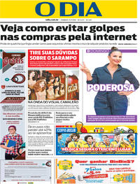 Capa do jornal O Dia 15/07/2018
