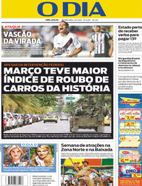 Capa do jornal O Dia 16/04/2018