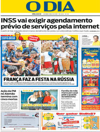 Capa do jornal O Dia 16/07/2018