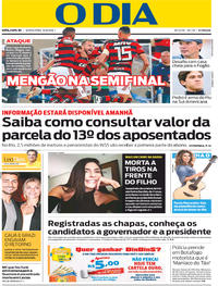 Capa do jornal O Dia 16/08/2018