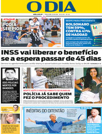 Capa do jornal O Dia 16/10/2018