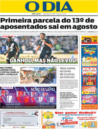 Capa do jornal O Dia 17/07/2018