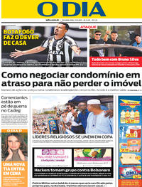 Capa do jornal O Dia 17/09/2018