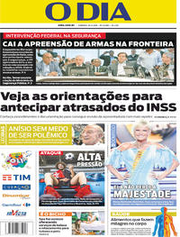 Capa do jornal O Dia 18/02/2018