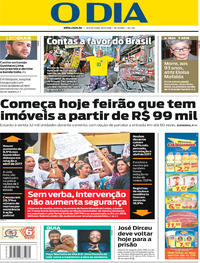 Capa do jornal O Dia 18/05/2018