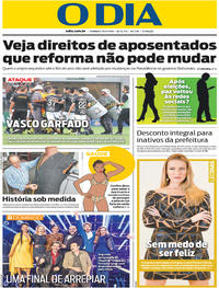 Capa do jornal O Dia 18/11/2018