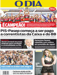 Capa do jornal O Dia 19/02/2018