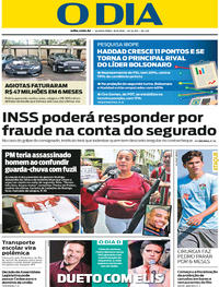 Capa do jornal O Dia 19/09/2018