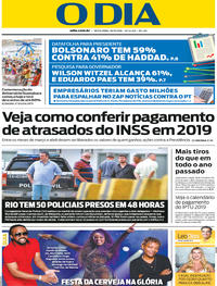 Capa do jornal O Dia 19/10/2018
