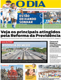 Capa do jornal O Dia 19/11/2018
