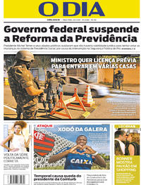 Capa do jornal O Dia 20/02/2018
