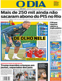 Capa do jornal O Dia 20/06/2018