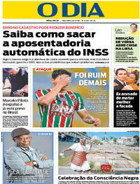 Capa do jornal O Dia 20/11/2018