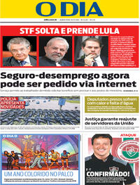 Capa do jornal O Dia 20/12/2018