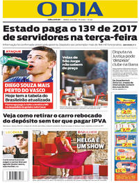 Capa do jornal O Dia 21/04/2018