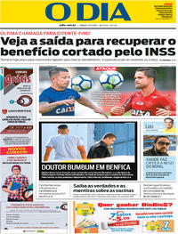 Capa do jornal O Dia 21/07/2018