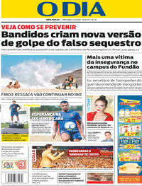 Capa do jornal O Dia 22/05/2018