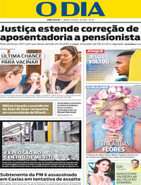 Capa do jornal O Dia 22/09/2018