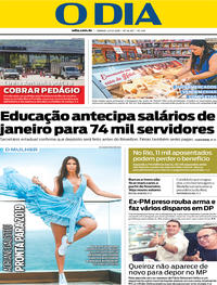 Capa do jornal O Dia 22/12/2018
