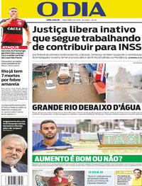 Capa do jornal O Dia 23/01/2018