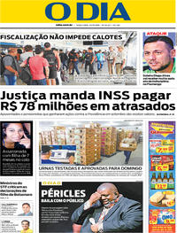 Capa do jornal O Dia 23/10/2018