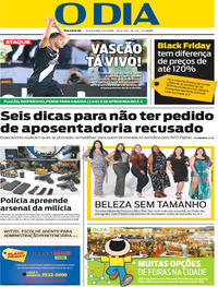 Capa do jornal O Dia 23/11/2018