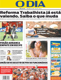 Capa do jornal O Dia 24/04/2018