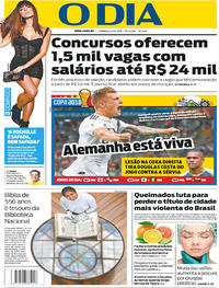 Capa do jornal O Dia 24/06/2018