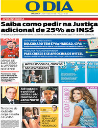 Capa do jornal O Dia 24/10/2018