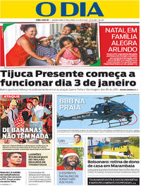 Capa do jornal O Dia 24/12/2018