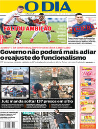 Capa do jornal O Dia 26/04/2018