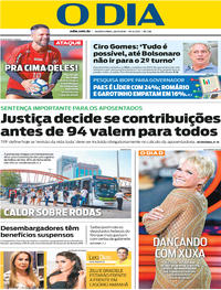 Capa do jornal O Dia 26/09/2018