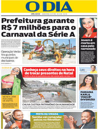 Capa do jornal O Dia 26/12/2018