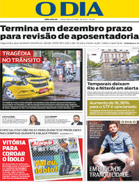 Capa do jornal O Dia 27/11/2018