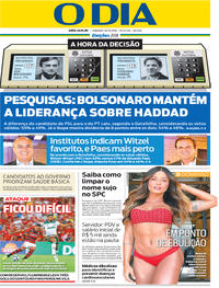 Capa do jornal O Dia 28/10/2018